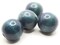 4 32mm Round Blue Large Hole Vintage Wood Macrame Beads